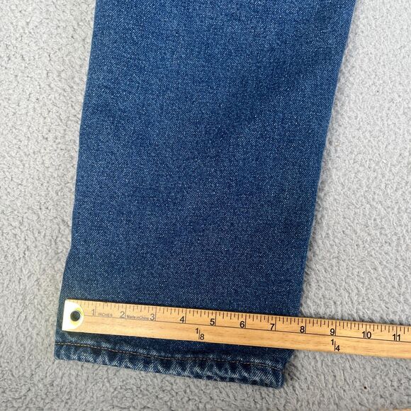 Eddie Bauer Jeans Womens 12T Tall Blue Relaxed Red Flannel Lined Outdoor Cowgirl - Picture 10 of 10